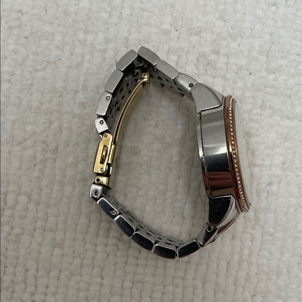 Michael Kors Silver and Gold Watch with White Dial - Picture 3 of 5